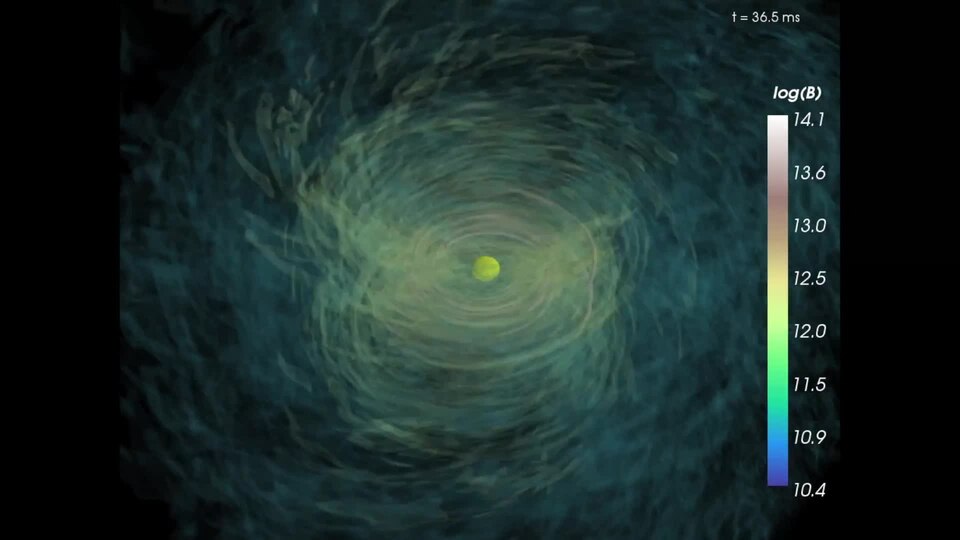 Binary Neutron Star Merger (with magnetic fields).webm